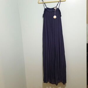 Listicle Navy Blue Gauzy Maxi Dress - Size Large NWT